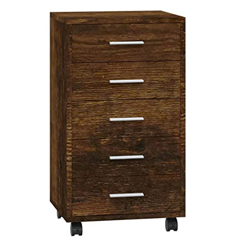 Generico kangqiling 342674 - Cajonera con ruedas de roble ahumado de madera multicapa, marrón, 342674