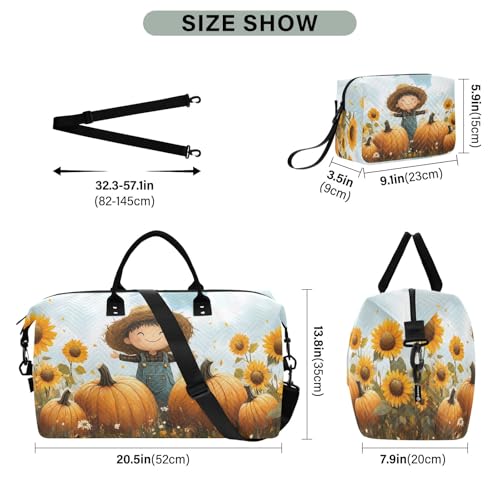 Weekender Bags Travel Duffel Gym Bag Baby Sunflower Field Carry on Overnight Tote Bag with Toiletry Bag for Airplane Travel Trip Gym Yoga3