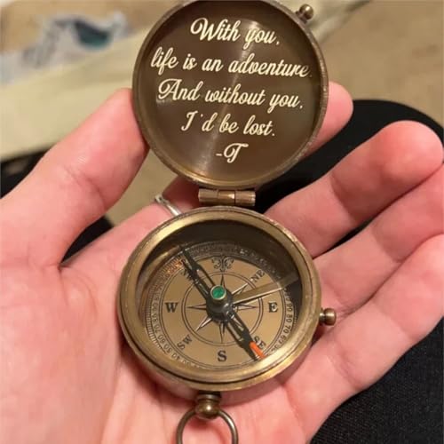 Brújula personalizada de latón, grabada para él miniatura 2