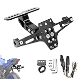 MKNQUVG Motorcycle License Plate Bracket with LED Light & Turn Signals for Suzuki Hayabusa GSX1300R Gen 3, Adjustable Tail Tidy Fender Eliminator Kit Aluminum Durable Rear Frame Mount,B