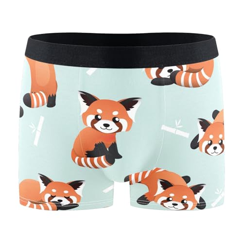 FRODOTGV Niedliche rote Panda-Unterwäsche aus Bambus, Herren-Boxershorts, atmungsaktive Unterwäsche, Bambus-Unterhose, Niedlicher roter Panda-Bambus, X-Large