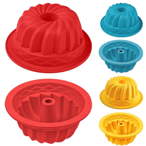 Webake 4 Inch Silicone Mini Fluted Cake Pan Set of