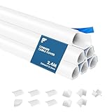 shinfly 2,4 m Kabelkanal Ecke, Kabelkanal Weiß Selbstklebend, Kabelschacht von Kabeln, Kabelleiste für die Wand-Ecke und den Wandboden, TV - 20mm x 10.5mm (0,4m x 6Stück)