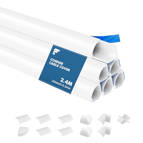 shinfly 2,4 m Canalina Passacavi Adesiva, Canaletta per Cavi Elettrici, Canalina Passacavi Muro, Nascondi Cavi per Televisivi - Bianco 20 mm x 10.5 mm