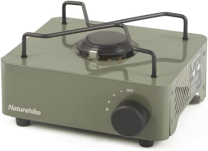 Naturehike 超軽量カセットコンロ マグネット吸引インターフェース 2KW火力 調整ツマミ内蔵 過電圧保護 約970gの小型・軽量・収納しやすい 飲食店 (アーミーグリーン)