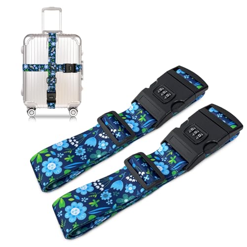 Suweir Set de Correas para Maleta con Cerradura de Combinación Correa de Maleta Llamativa Correa para Equipaje Correa para Maleta 5x180cm Correa para Maleta Ajustable Accesorios para Maleta para