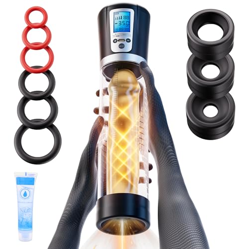 Male Penis Pump Sex Toys Automatic Enlargers & Extend Pump for Men with LED Display Adult Toys for Men Electric Penis Entender Erection Pumps Sex Toys - Pumps & Enlargers (6 Cock Rings)