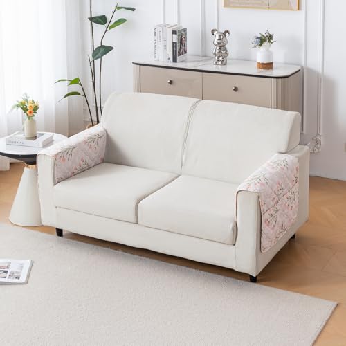 Image of House of Quirk 'Mughal Series' Printed Quilted Sofa Cover for 1 /2 /3 /4 Seater - Anti-Slip, Washable Couch Protector Slipcover (2 pcs Armrest, Gulbahar, 80x60 cm)