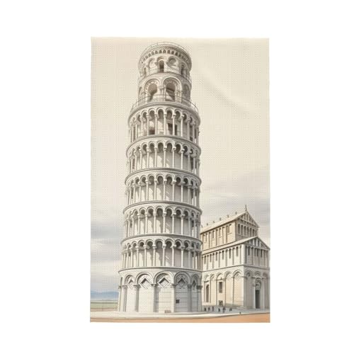Paños de cocina superabsorbentes de 26 x 16 pulgadas, diseño de Torre de Pisa con tejido de gofre para limpieza y secado