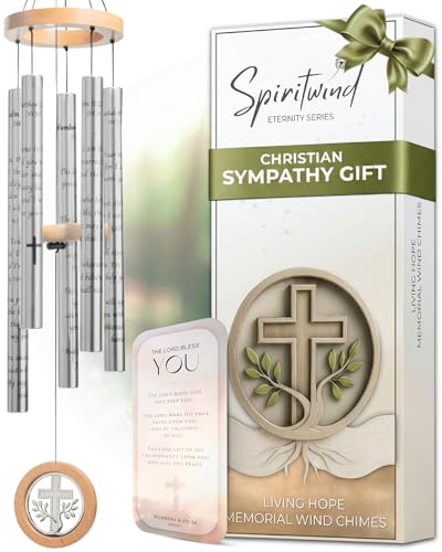 Living Hope Christian Memorial Wind Chimes for Loss of Loved One - Beautifully Packaged Sympathy Wind Chimes for Outside with Sympathy Card & Floral Keepsake - Religious Memorial Gifts for Loss (32)