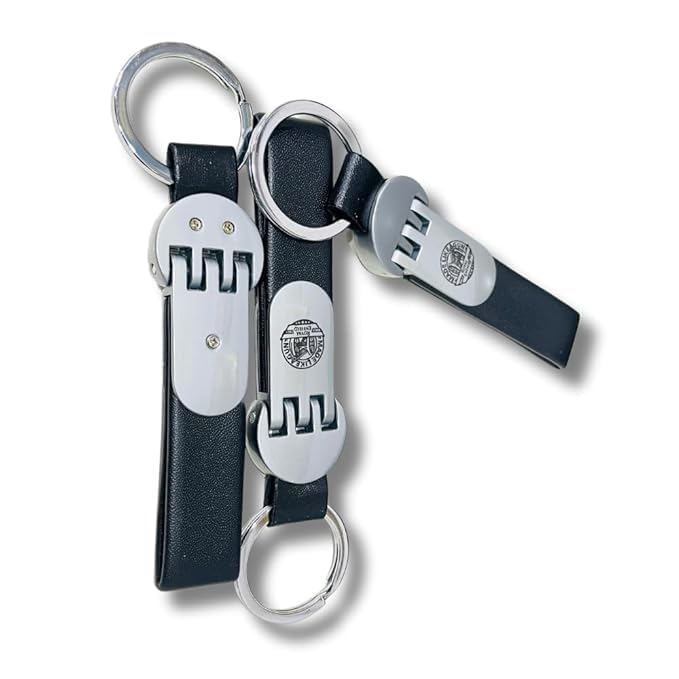 Image of RE Emblem Dual Logo PU Leather Keyring durable Key Holder with Dedicated Keychain - Black