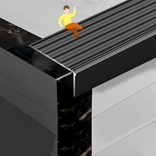 Tira de borde de aluminio para peldaños cantonera en L negra de 110cm de jardín