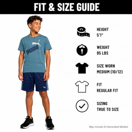 Image of PUMA Boys Active Shorts Set - 3 Piece Performance T-Shirt, Dry Fit Tank Top, and Gym Shorts - Activewear Set for Boys (4-16)