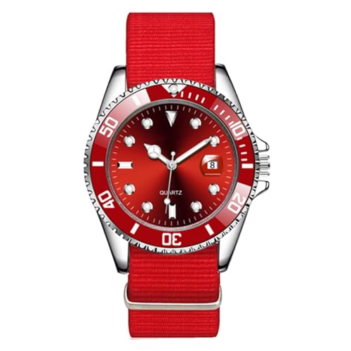 JOATVEE Relojes de hombre Moda Casual Deportes Gran Superficie Cuarzo Analógico Luminoso Regalos de Lujo Negocios Reloj con Correa de Nylon de Tela, rojo, Correa JOATVEE Relojes de hombre Moda Casual Deportes Gran Superficie Cuarzo Analógico Luminoso Regalos de Lujo Negocios Reloj con Correa de Nylon de Tela, rojo, Correa