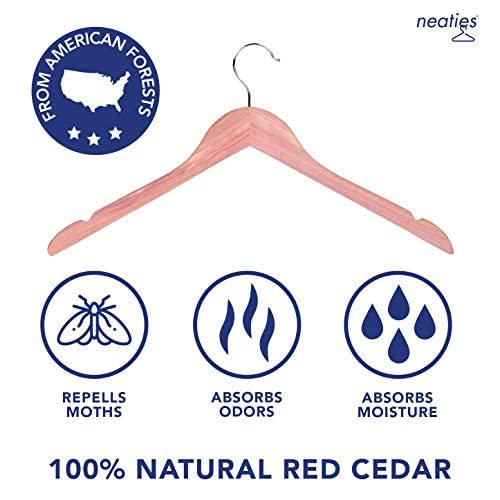 Neaties Red Cedar Hangers | 3/8" Slim And Non-Slip Hangers | With 360° Degree Swivel Hook & Smooth Cut Notches | 30 Pack #TOP1