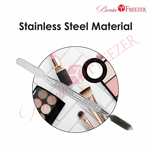 Image of Brain Freezer Shiny Makeup Palette With Stainless Steel Round Shape Spatula, 100 g (Circle Silver)