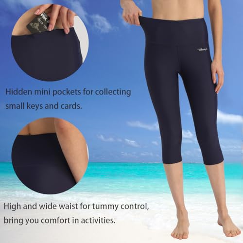 Image of Ubestyle UPF 50+ High Waist Women's Yoga Capri Leggings Swimming Tights Sun Protective