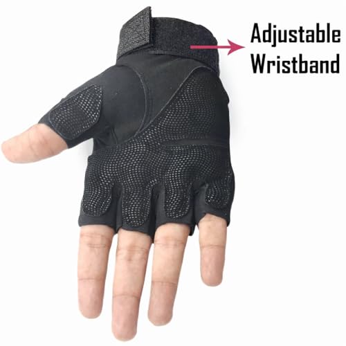 Image of Gloves for Men Bike Riding Half Finger | Hard Knuckle Protection, Breathable & Adjustable Wrist Strap | Hand Gloves for Bike Riding /Cycling |1 Pair (Black)