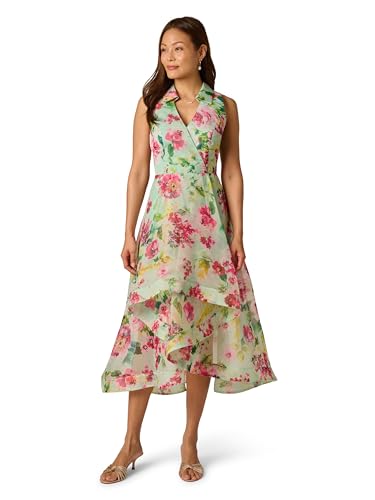 Adrianna Papell Printed High-Low Dress, Mint Multi, 10