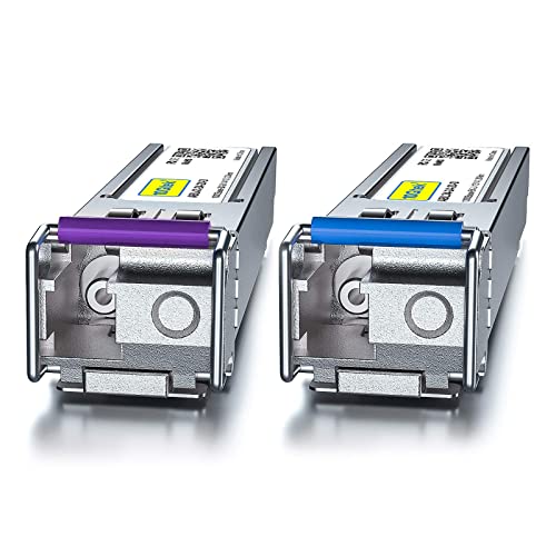 Image of 10Gtek 2-Pair of 1.25G SFP Bidi Transceiver, 1000Base-BIDI SingleMode Simplex LC Fiber Module for Cisco GLC-BX-D, Ubiquiti UniFi UF-SM-1G-S, Mikrotik and More, SMF 1490nm /1310nm, DDM, up to 20 km