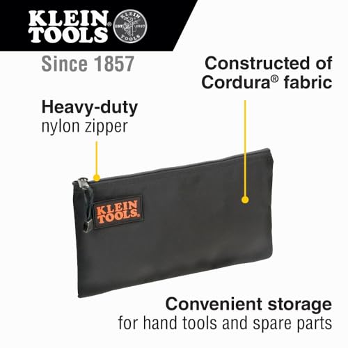 Klein Tools Bolsa com zíper 5139B, bolsa de ferramentas de nylon Cordura com fecho de zíper de nylon