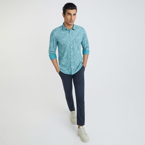 Image of Parx Men's Pure Cotton Print Pattern Slim Fit Semi Cutaway Collar Full Sleeve Casual Shirt