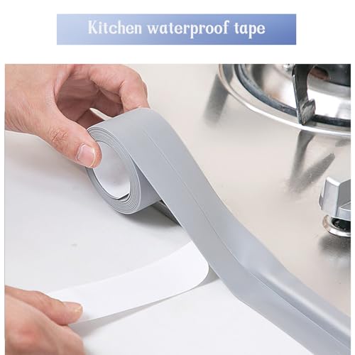 Image of 2Pcs Waterproof Caulk Tape Sealant Strip, 1.5 inch W x 10.5'L PVC Sealing Tapes for Kitchen Bathroom Bathtub Countertop Toilet Sink (Black)