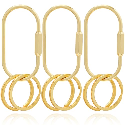 CMVFYL Secure Bag Charm Carabiner ClipBrass Screw Lock Keychain Locking Key Ring Holder for Purse Handbag Tote Bag Backpack Gold