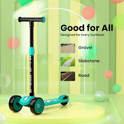 Image of Foldable Kick Scooter for Kids 3+ Years | Adjustable Height & Strong Frame | Durable PVC Wheels | Kick Skating Toy Cycle for Boys & Girls | Outdoor Fun Ride, 50Kg Capacity (Mint)