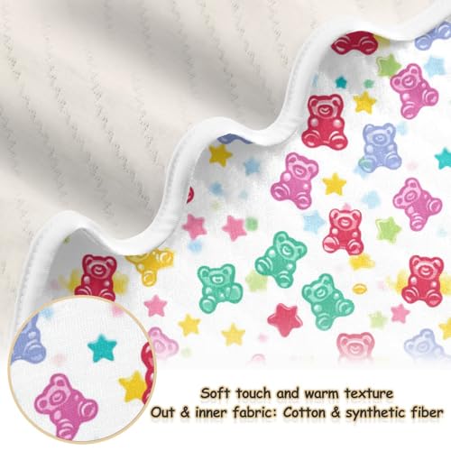 Image of Baby Blankets for Baby Girls and Boys Soft Warm Security Bed and Play Blanket for Infant Toddler Kid Crib Bedding 30X40in Colorful Gummy Bears Candies Jelly Sweets