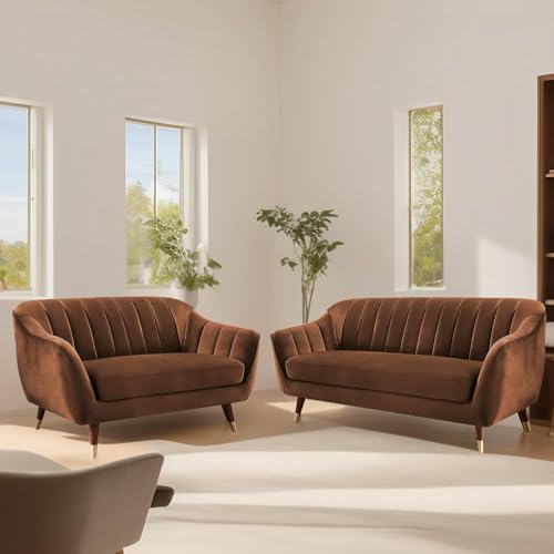 Image of Atticus 3+2 Seater Sofa Set for Living Room (Brown Colour) Premium Fabric Sofa