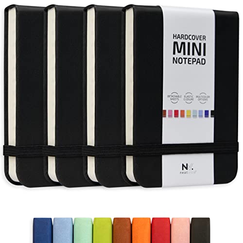 Bloc-notes de poche A7 haut de gamme en cuir rigide noir avec fermeture élastique