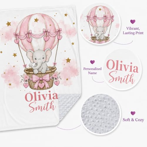 Image of Personalized Baby Blanket for Girls, Custom Nursery Blanket with Name, 30 x 40 Inch Soft Minky Blanket for Baby Toddlers, Newborn Print 11
