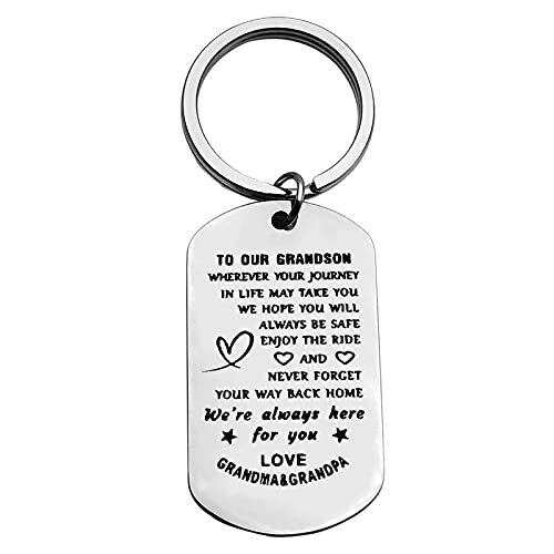 Xiahuyu Grandson Keychain Christmas Birthday Gifts for Grandson Graduation Gift