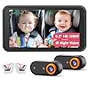Cámara de coche para bebé: monitor dual 1080P orientado hacia atrás para 2 niños con pantalla HD de 5.2 pulgadas, visión nocturna, fácil de instalar y montaje antivibración para vista del