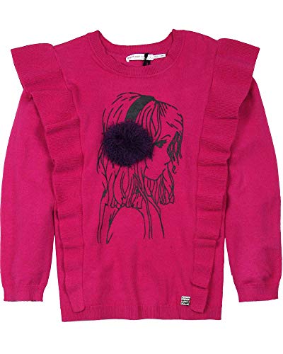 Deux par Deux Girls' Sweater with Girl Print Mandala Therapy, Sizes 5-12