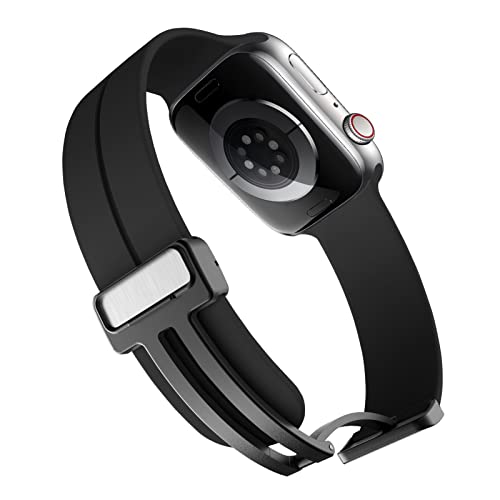 Image of Magnetic for Apple Watch Ultra Band 49mm 45mm 44mm 41mm 40mm iWatch Bands 38mm 42mm Men /Women,Sport Silicone Wristband Strap for Apple Watch Band Series 9 8 /7 /6 /5 /4 /3 /SE 2nd generation /Ultra 2