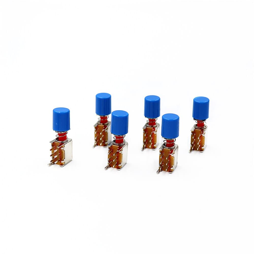 Commutateur PS-22F02 autobloquant à six broches avec capuchons bleus x6