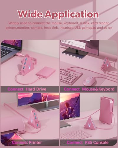 Image of Flyingvhub 4-Port Usb 3.0 Data Hub Pink