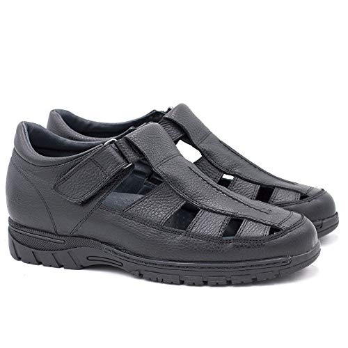 Masaltos Height Increasing Shoes for Men. Be Taller 7 cm / 2.75 inches. Model Sandalia Black (Black, Numeric_10)