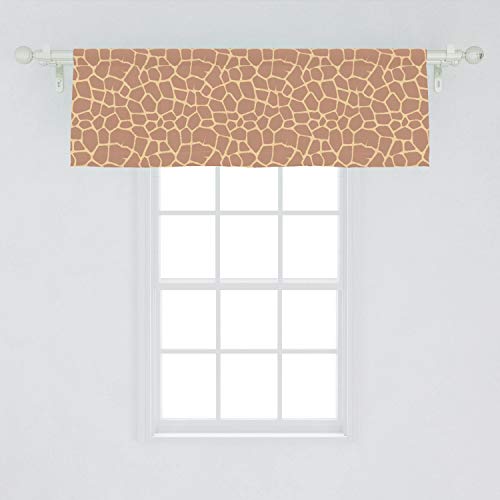 Lunarable Safari Window Valance, Ikat Style Inspired Coffee Tones Of Giraffe Skin Animal Print Pattern, Curtain Valance For Kitchen Bedroom Decor With Rod Pocket, 54" X 18", Beige #TOP1