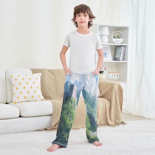 Boys' Pants The Great Wall Cloud Long Bottoms Jogger Pants Elastic Waist Trousers with Pockets S-XL3