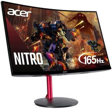 Nitro by Acer 27" Full HD 1920 x 1080 1500R Curve PC Gaming Monitor | AMD FreeSync Premium | 165Hz Refresh | 1ms (VRB) | ZeroFrame Design | 1 x Display Port 1.4 & 2 x HDMI 2.0 Ports ED270R Mbmiiphx