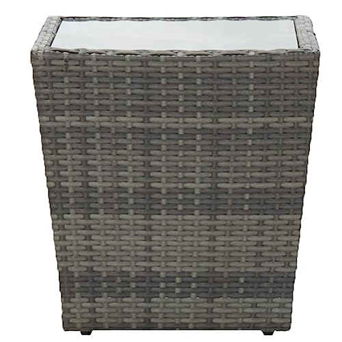 Mesa de centro rectangular para exterior terraza y ratán sintético gris mesita patio 5