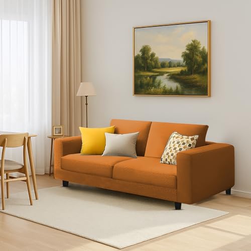Image of Galib 2 Seater Sofa Set for Living Room (Orange Fabric) Premium Fabric Sofa Set