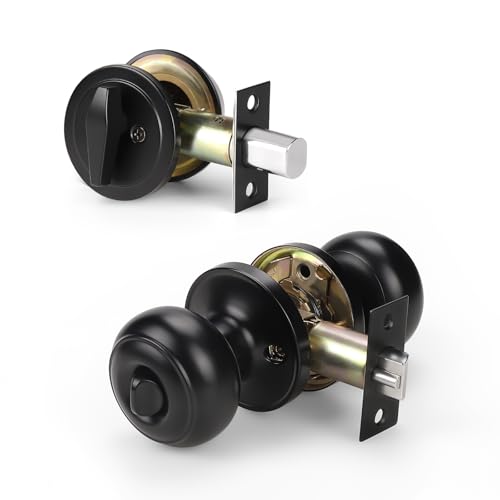 KNOBWELL 3 Pack Keyed Alike Entry Door Knobs and Single Cylinder Deadbolt Lock Combo Set Security for Exterior and Front Door, Keyed Entry Door Locksets with Deadbolt, Matte Black Finish - Image 9
