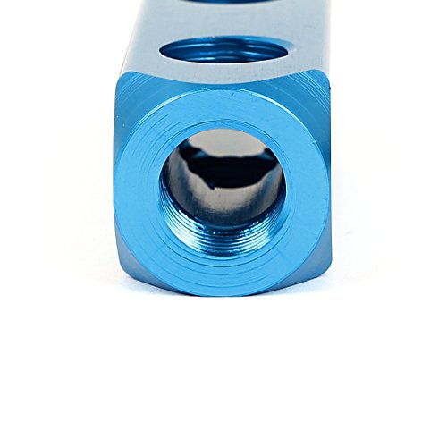 Sourcingmap Air Compressor 1/4BSP 2 Ways Hose Tube Inline Manifold Block Splitter, Blue - Image 3