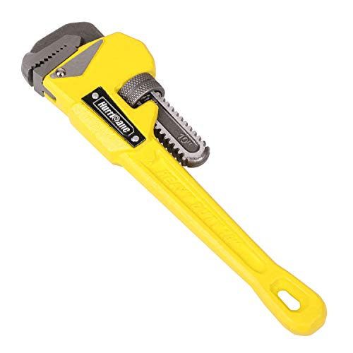 Hurricane 10 inch Heavy Duty Drop Forge Straight Pipe Wrench Ideal for 3/8 Inch to 1-1/2 Inch Pipe Adjustable Plumbing Wrench