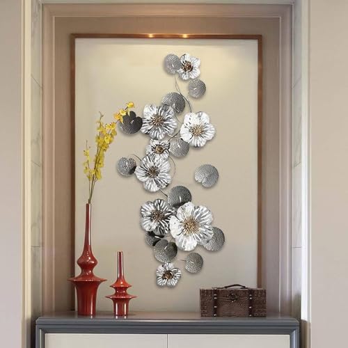 Décoration murale en métal 3D avec fleurs design moderne salon
