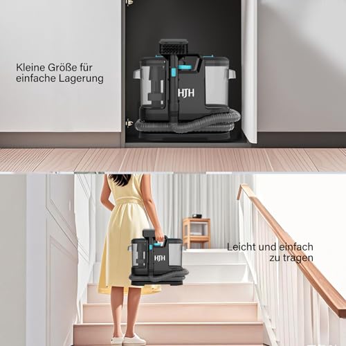 Polsterreiniger Gerät Nassauger, 450W 12kPa Teppichreiniger Waschsauger, Nasssauger Polsterreiniger, Kompakter Teppichreiniger und Textilreiniger – Waschsauger für Teppich, Polster Autositze & Sofa